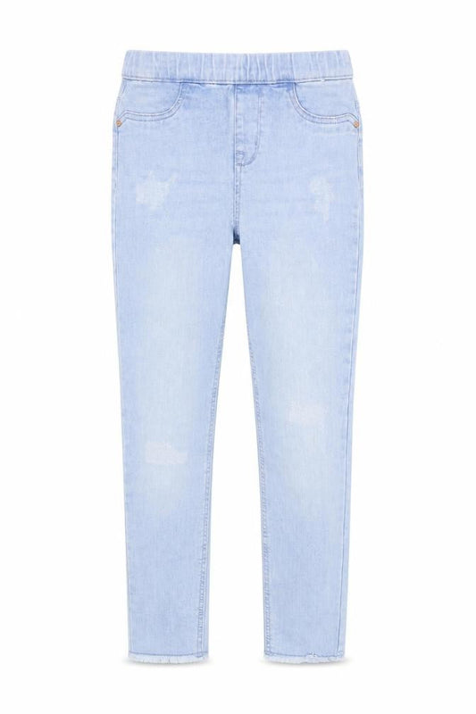 Front view of Denim & Co. girls’ blue denim jegging jeans, size 12, years