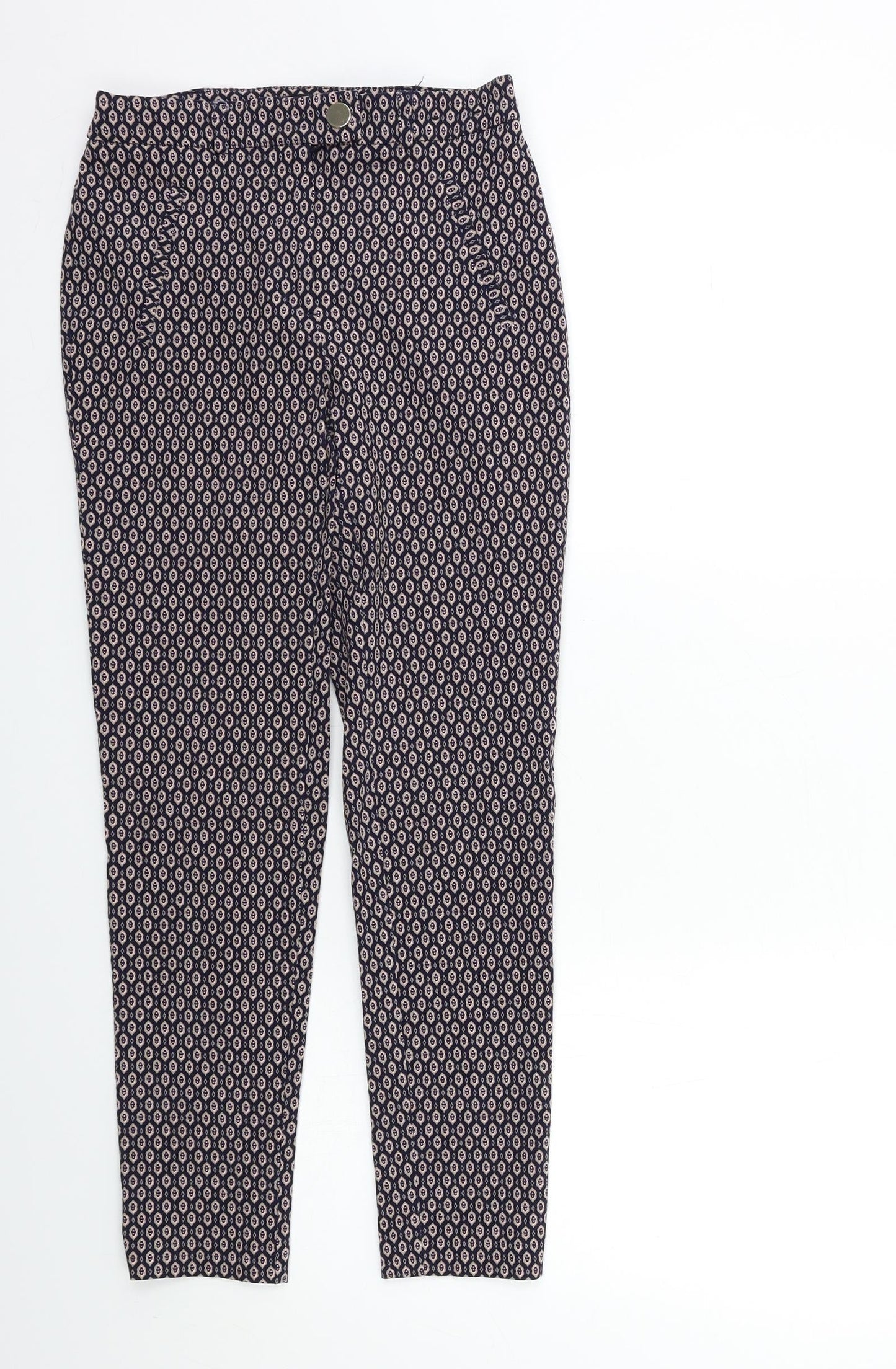 F&F Womens Blue Geometric  Trousers  Size 6 L25 in