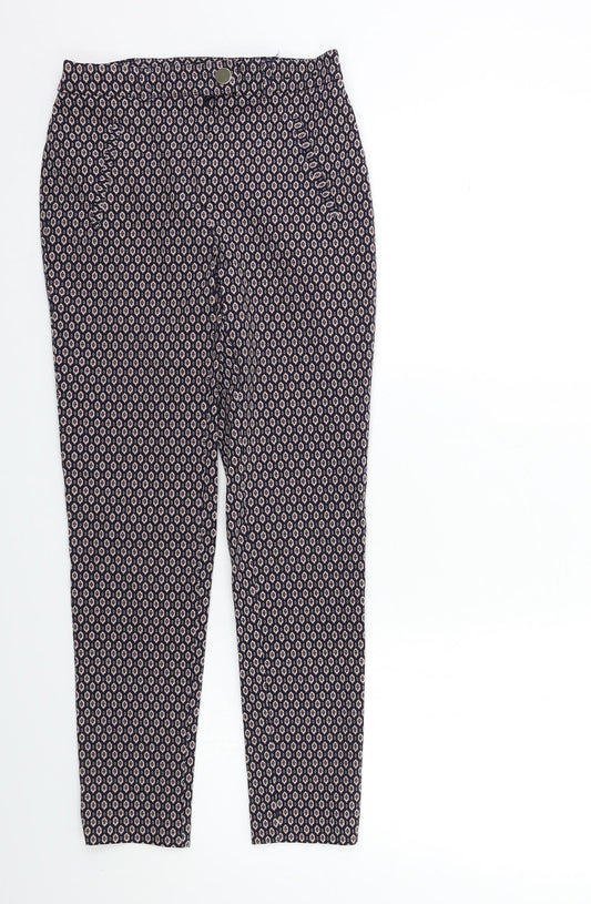 F&F Womens Blue Geometric  Trousers  Size 6 L25 in