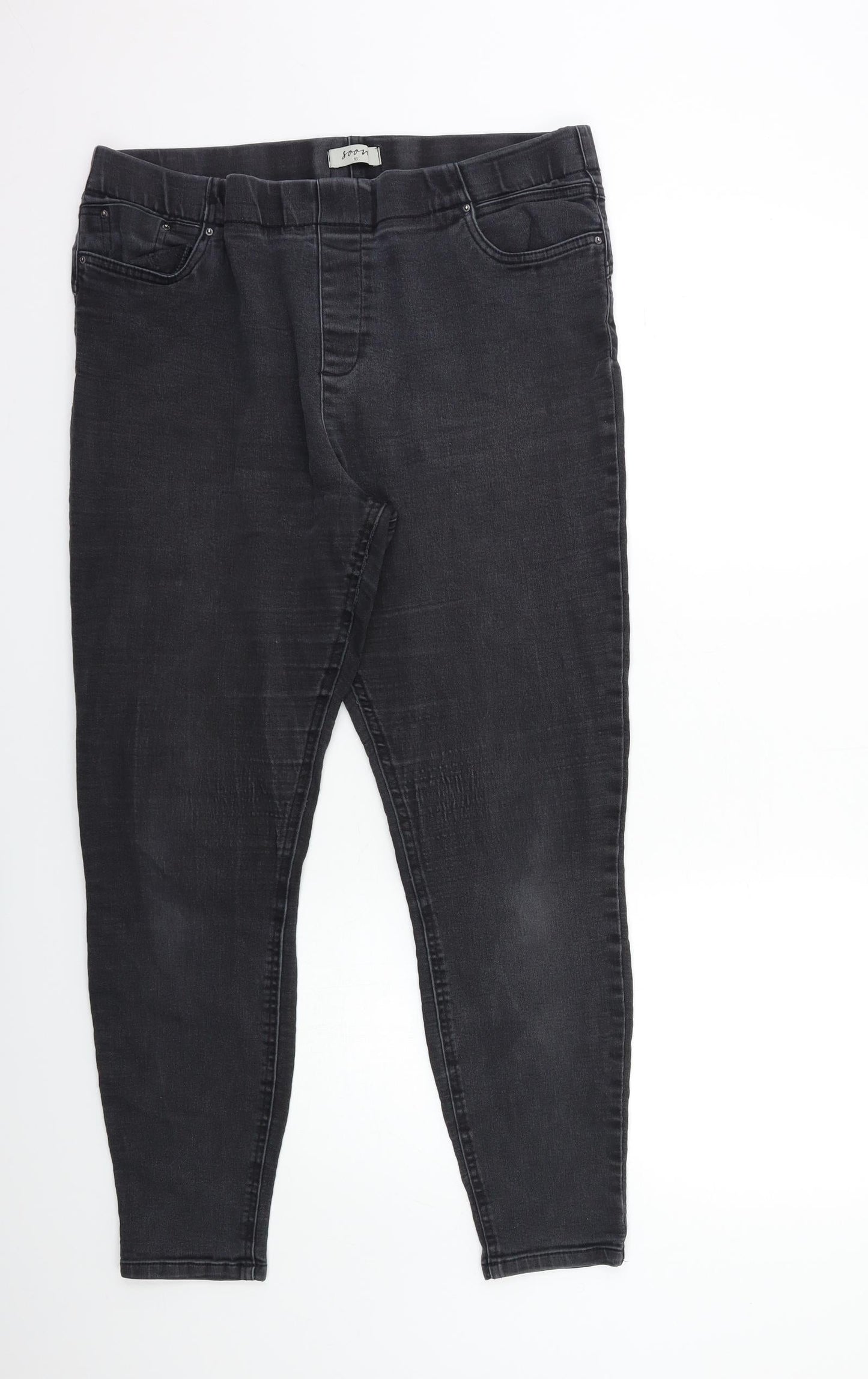 Soon Womens Grey  Denim Jegging Jeans Size 16 L28 in