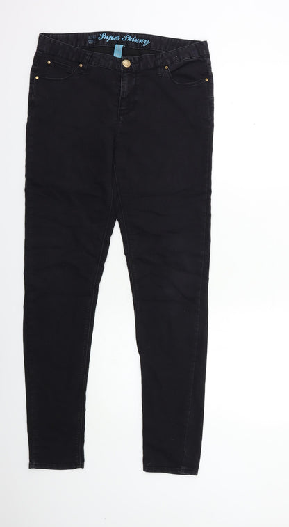 Denim & Co. Womens Black  Denim Skinny Jeans Size 12 L31 in