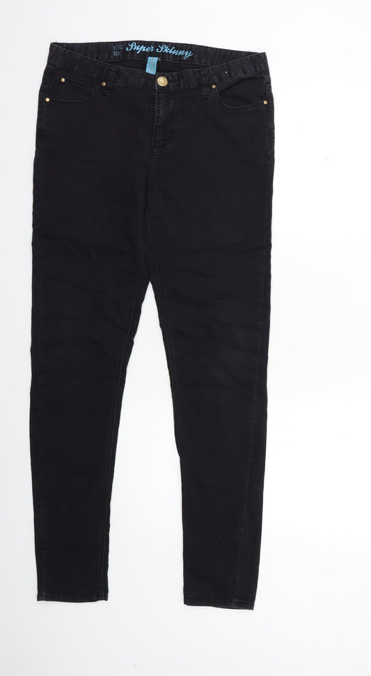 Denim & Co. Womens Black  Denim Skinny Jeans Size 12 L31 in