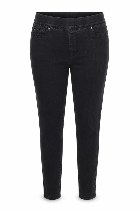 Front view of Denim & Co. women’s blue denim jegging jeans, size UK 12, 26-inch leg