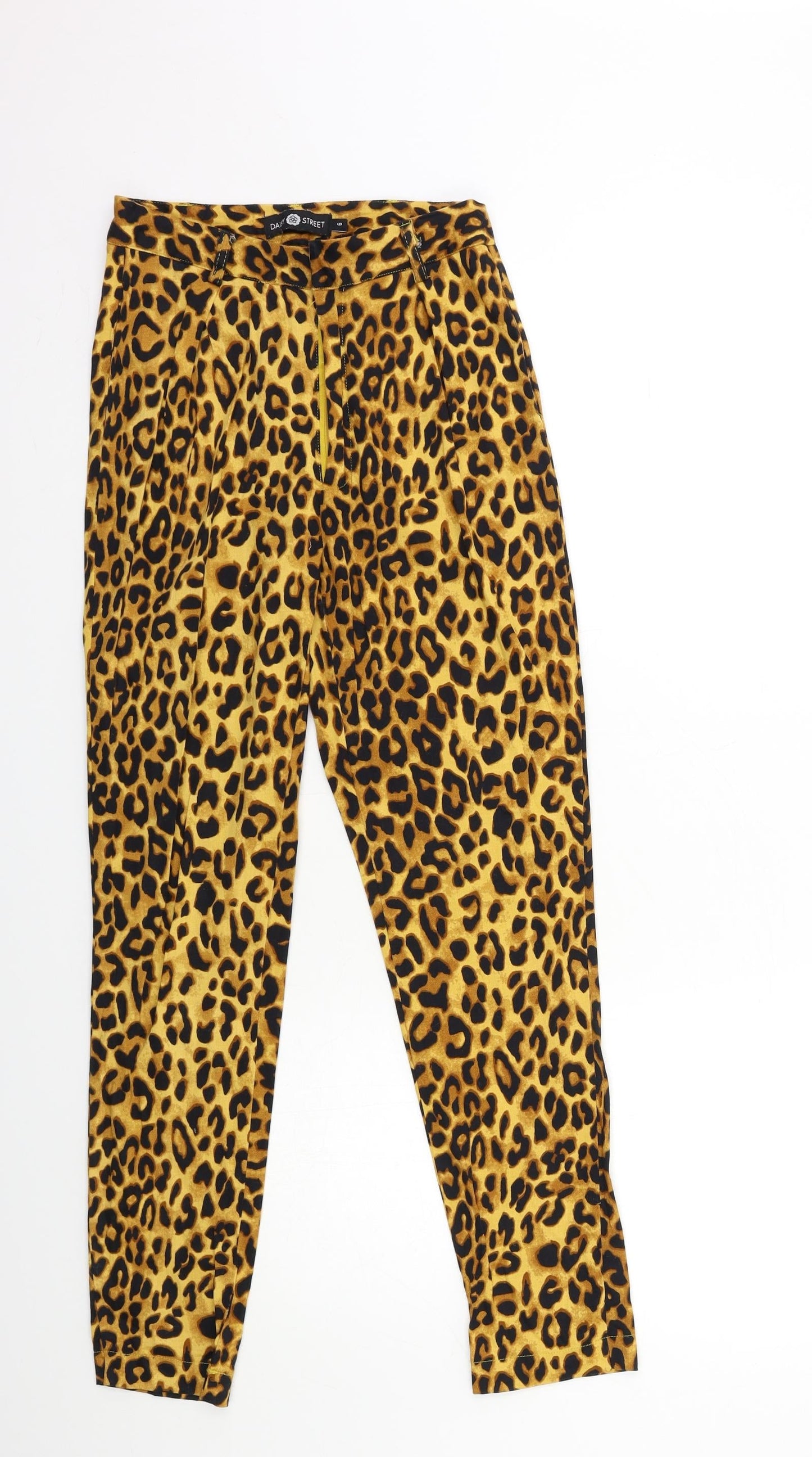 Daisy Street Womens Yellow Animal Print  Trousers  Size 6 L28 in