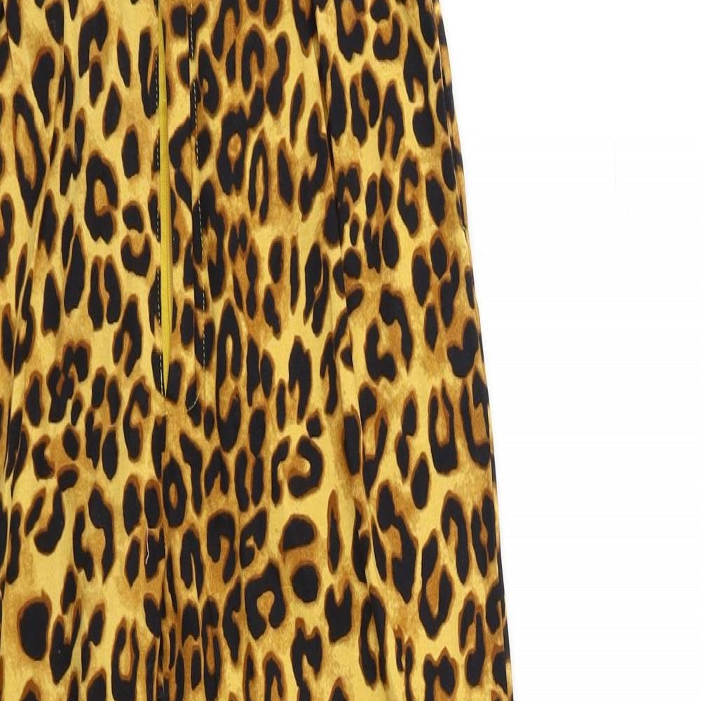Daisy Street Womens Yellow Animal Print  Trousers  Size 6 L28 in