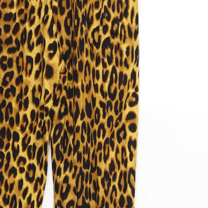 Daisy Street Womens Yellow Animal Print  Trousers  Size 6 L28 in