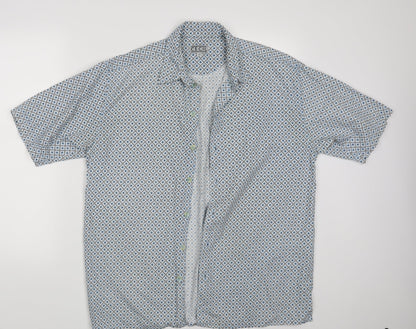 Mens UK Size M Celcil White  Button-Up Short Sleeve Casual Shirt