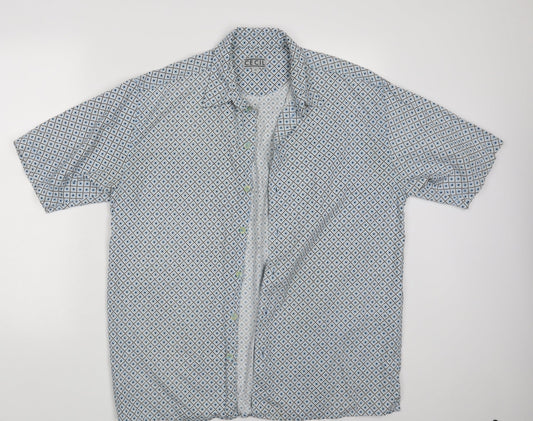 Mens UK Size M Celcil White  Button-Up Short Sleeve Casual Shirt