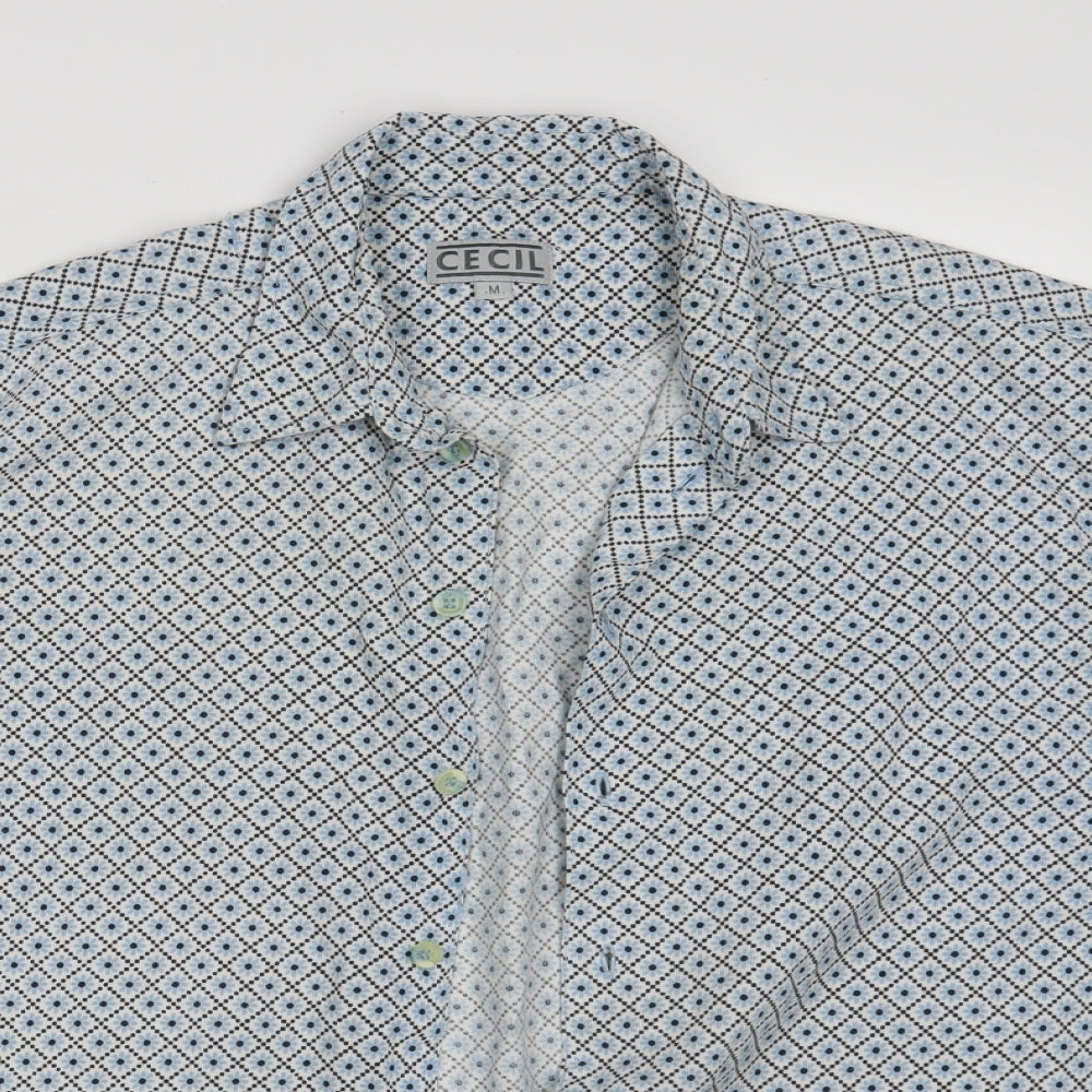 Mens UK Size M Celcil White  Button-Up Short Sleeve Casual Shirt
