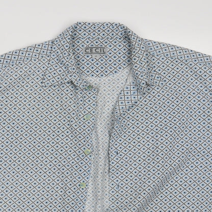 Mens UK Size M Celcil White  Button-Up Short Sleeve Casual Shirt