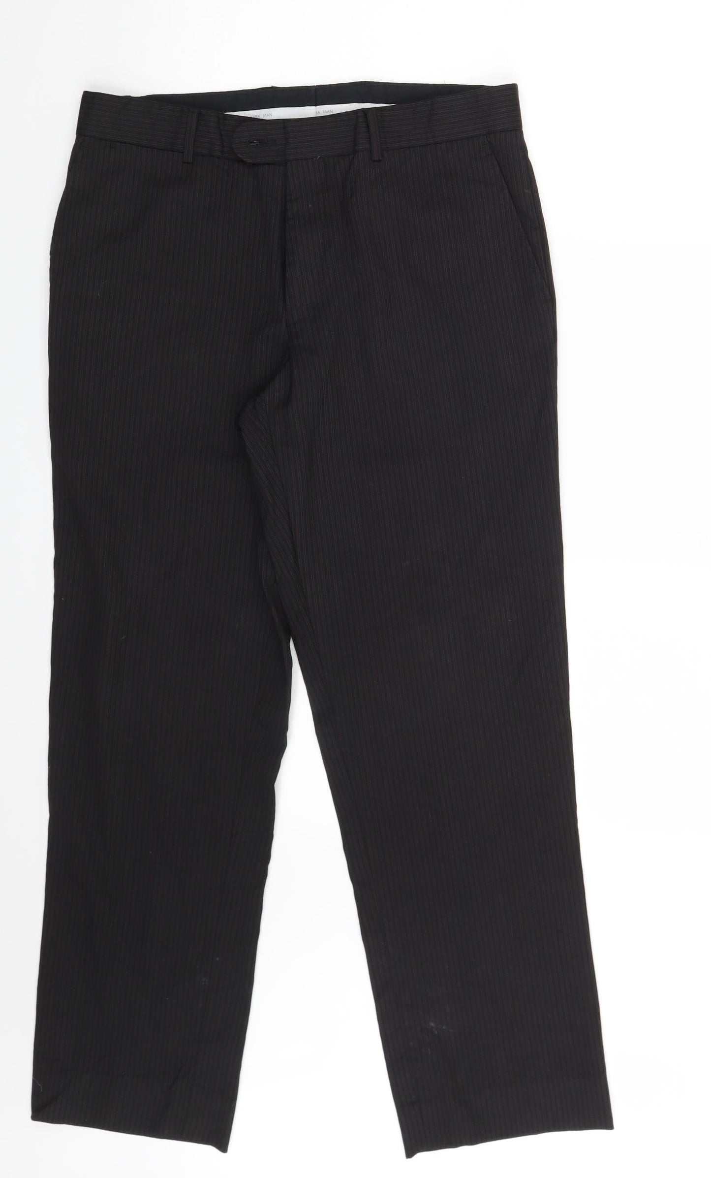 Zara Mens Black Striped  Trousers  Size 32 in L29 in
