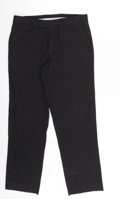 Zara Mens Black Striped  Trousers  Size 32 in L29 in