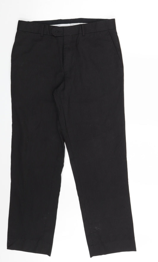 Zara Mens Black Striped  Trousers  Size 32 in L29 in