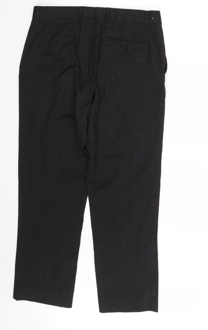 Zara Mens Black Striped  Trousers  Size 32 in L29 in