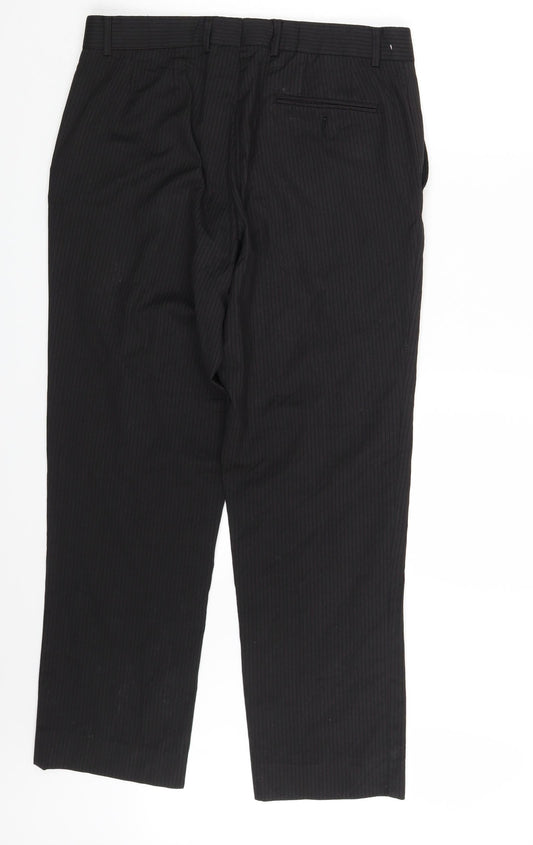 Zara Mens Black Striped  Trousers  Size 32 in L29 in