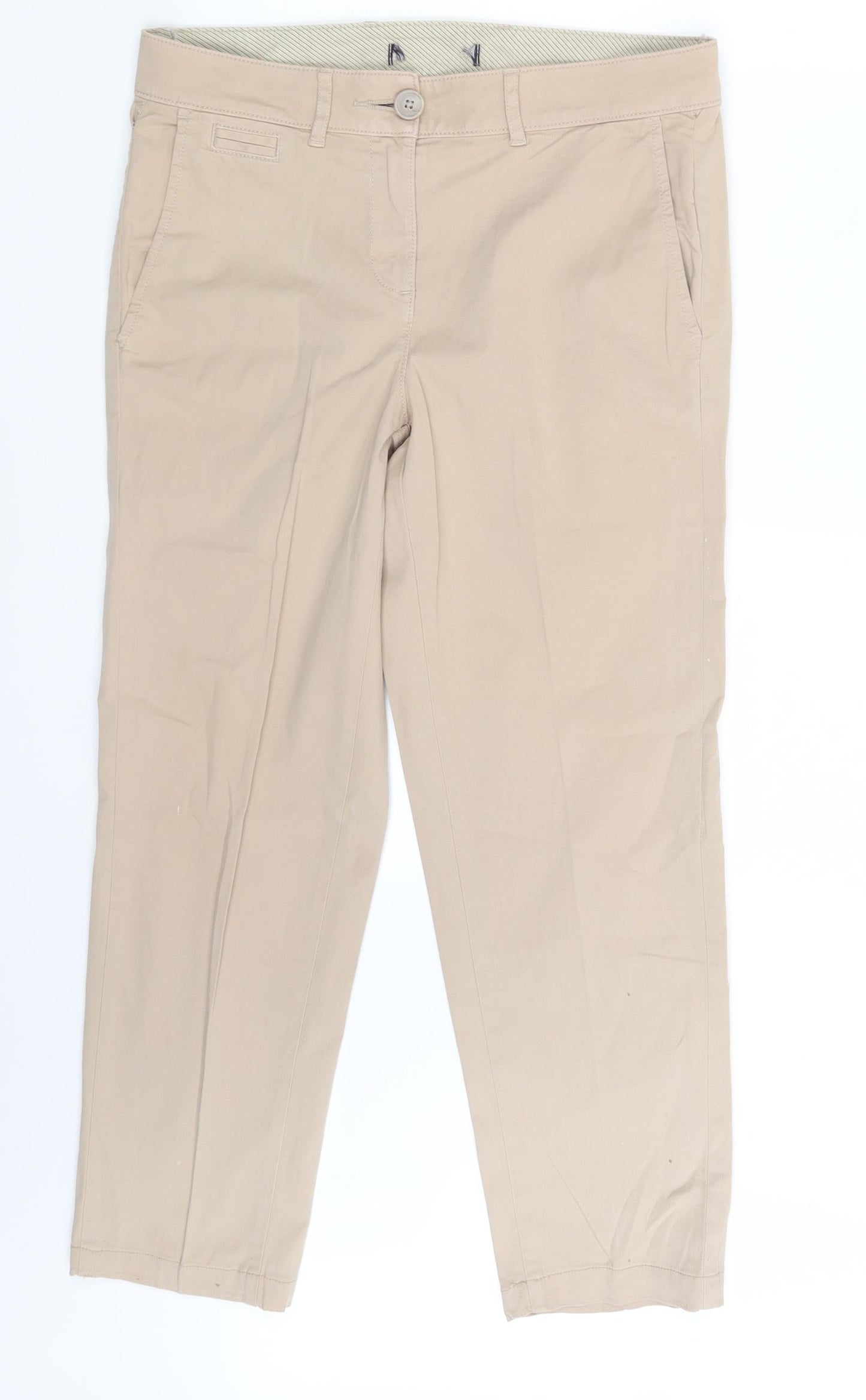 Womens UK Size One Size Preworn Regular Fit Capri Beige Trousers