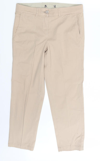 Womens UK Size One Size Preworn Regular Fit Capri Beige Trousers