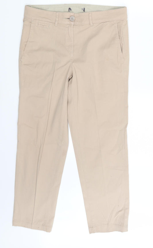 Womens UK Size One Size Preworn Regular Fit Capri Beige Trousers