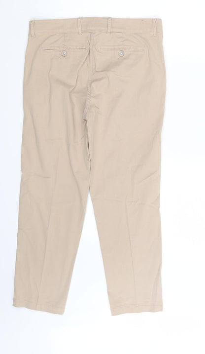 Womens UK Size One Size Preworn Regular Fit Capri Beige Trousers