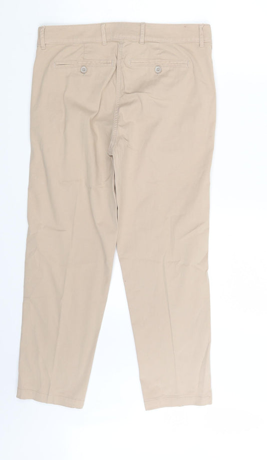Womens UK Size One Size Preworn Regular Fit Capri Beige Trousers