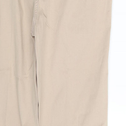 Womens UK Size One Size Preworn Regular Fit Capri Beige Trousers