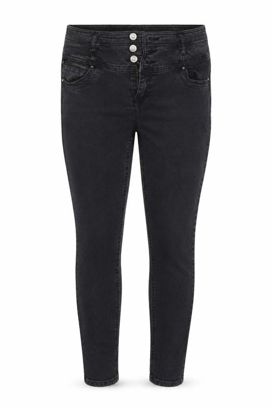 Front view of Denim Co. women’s black denim jegging leggings, size UK 12, 28-inch leg
