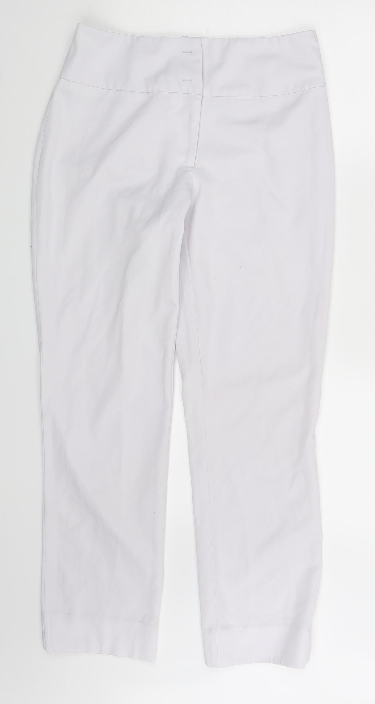 Womens UK Size 10 Preworn Regular Fit Dress Pants White Trousers