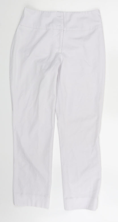 Womens UK Size 10 Preworn Regular Fit Dress Pants White Trousers