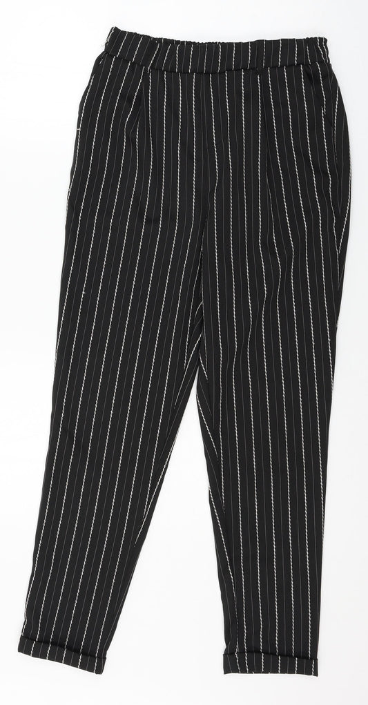 Select Womens Black Striped  Trousers  Size 10 L26 in
