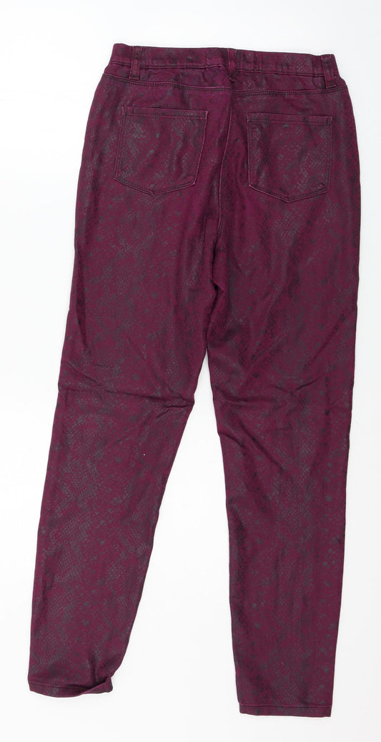 NEXT Womens Purple Animal Print Denim Jegging Jeans Size 8 L26 in