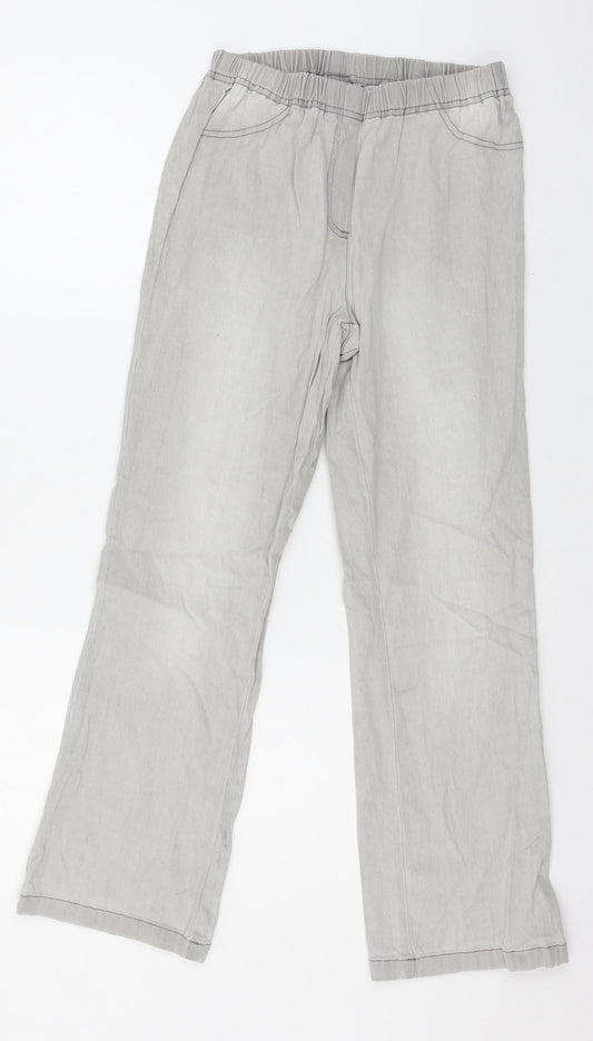 Cotton Traders Womens Grey  Denim Straight Jeans Size 10 L26 in
