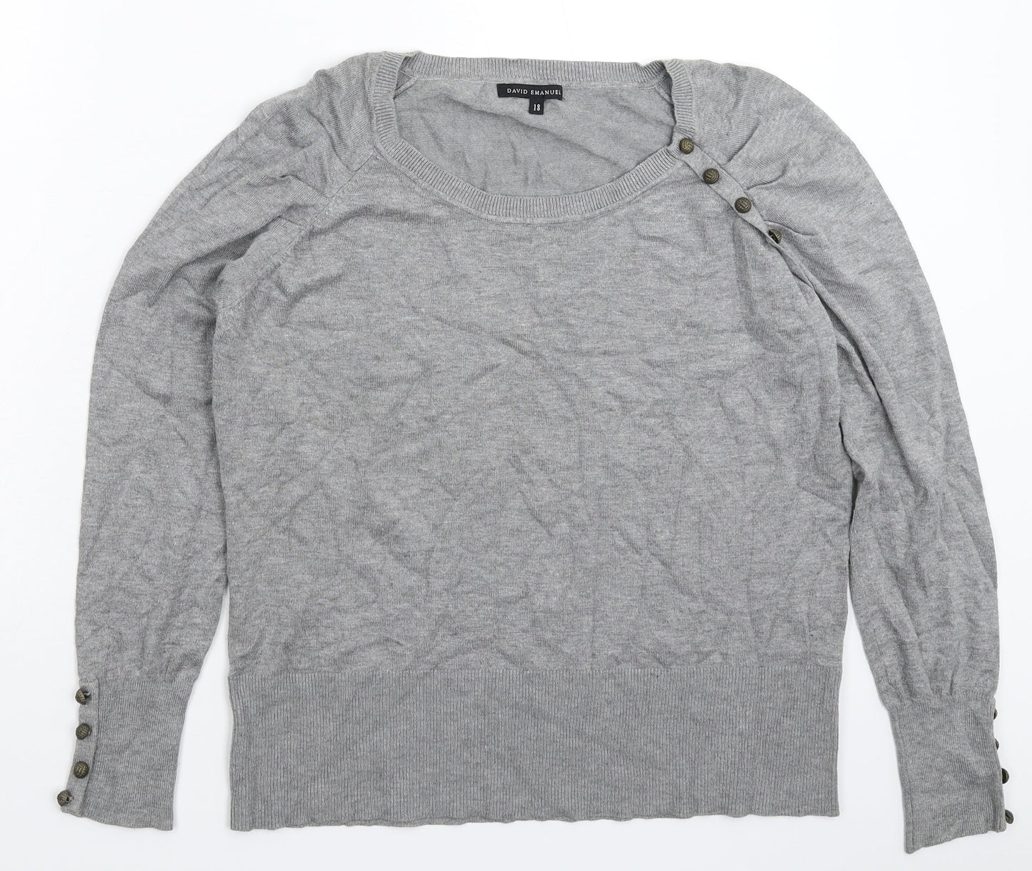 David Emanuel Womens Grey  Knit Pullover Jumper Size 18