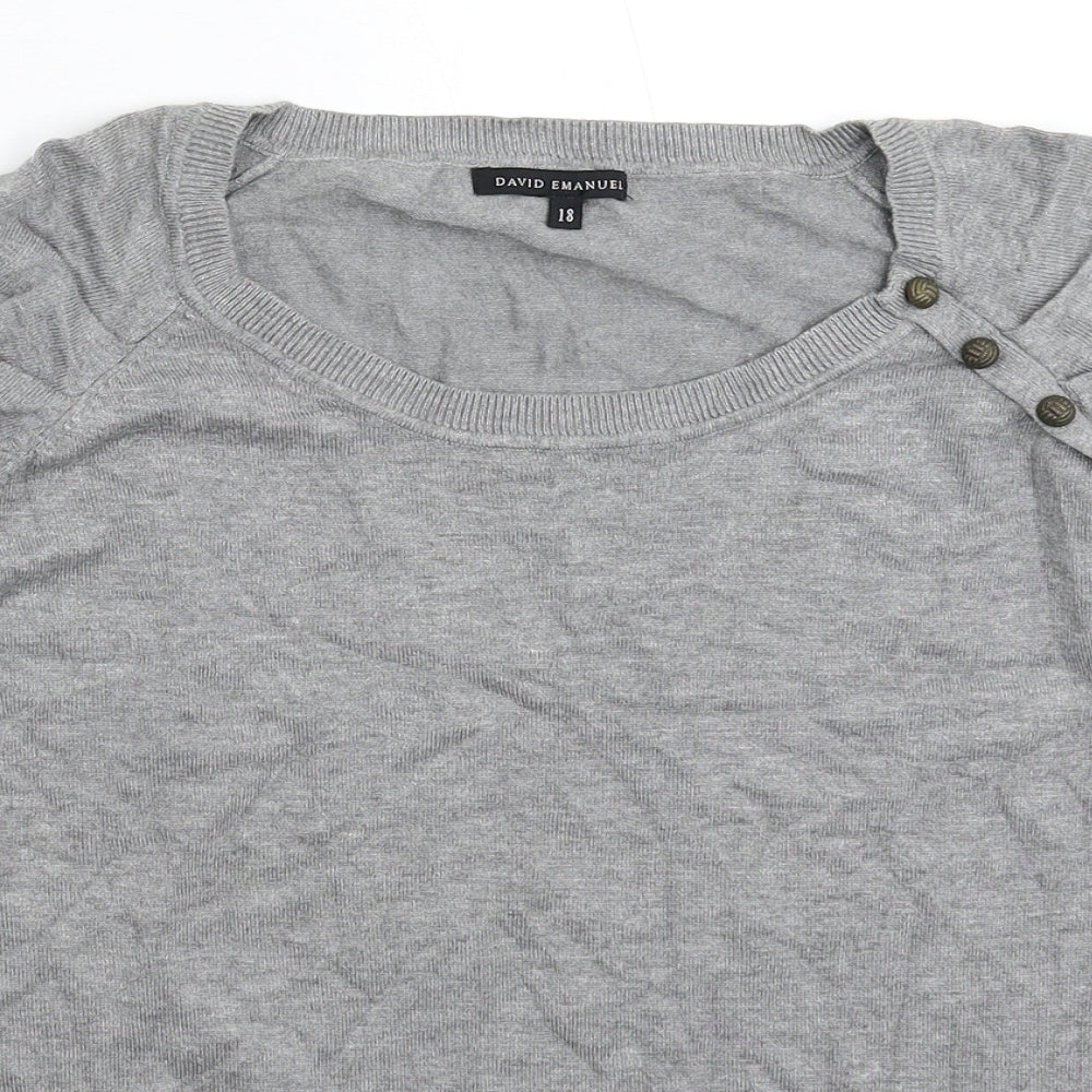 David Emanuel Womens Grey  Knit Pullover Jumper Size 18