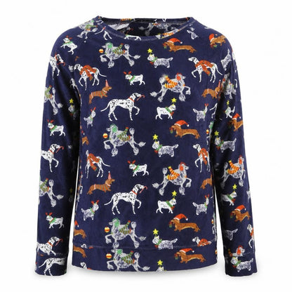 TU Womens Blue Solid Fleece Top Pyjama Top Size 8