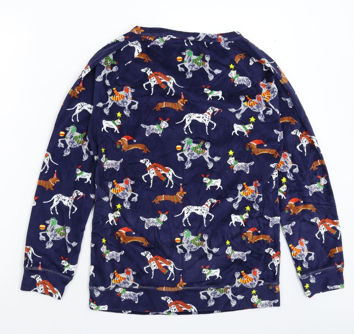TU Womens Blue Solid Fleece Top Pyjama Top Size 8