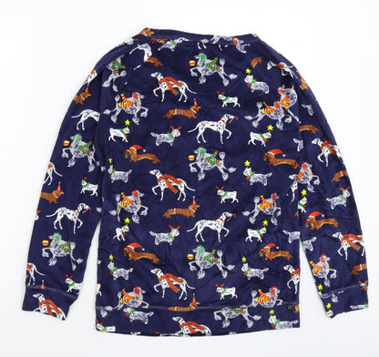TU Womens Blue Solid Fleece Top Pyjama Top Size 8