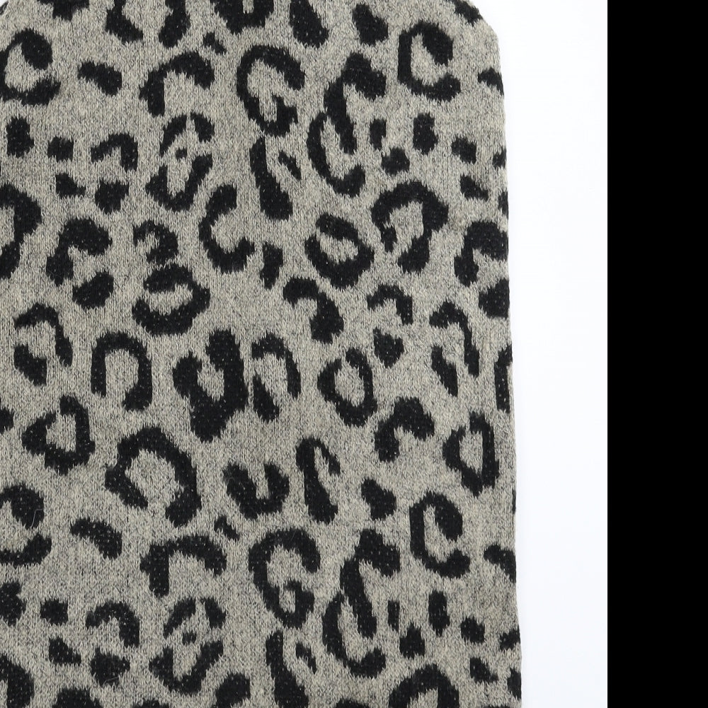 Primark Girls Beige Animal Print Knit Gilet Coatigan Size 14-15 Years