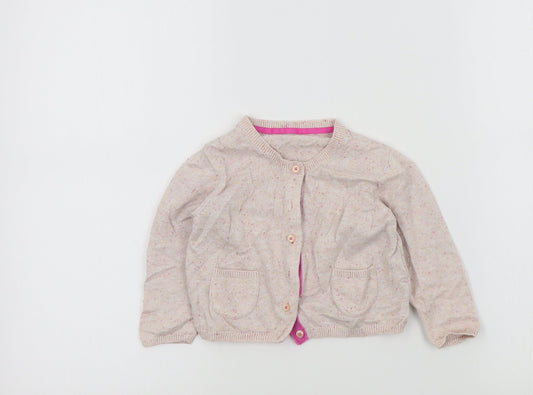 M&S Girls Pink Colourblock  Cardigan Jumper Size 12-18 Months