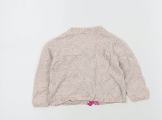 M&S Girls Pink Colourblock  Cardigan Jumper Size 12-18 Months