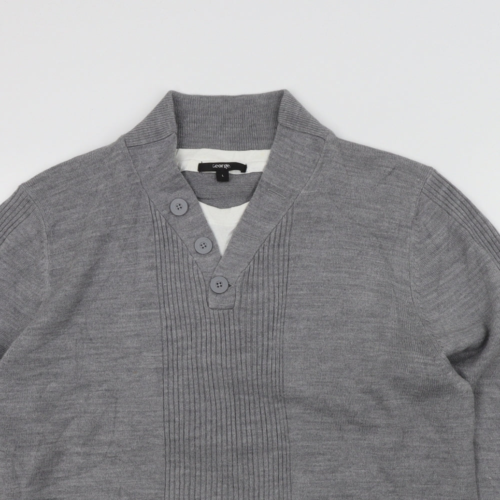 George Mens Grey   Pullover Jumper Size L  - t-shirt neck
