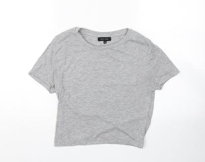 Womens UK Size 10 New Look Grey Wrap T-Shirt
