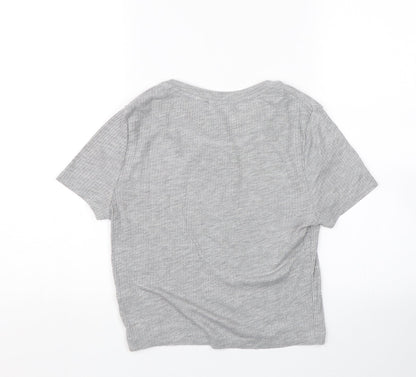 Womens UK Size 10 New Look Grey Wrap T-Shirt
