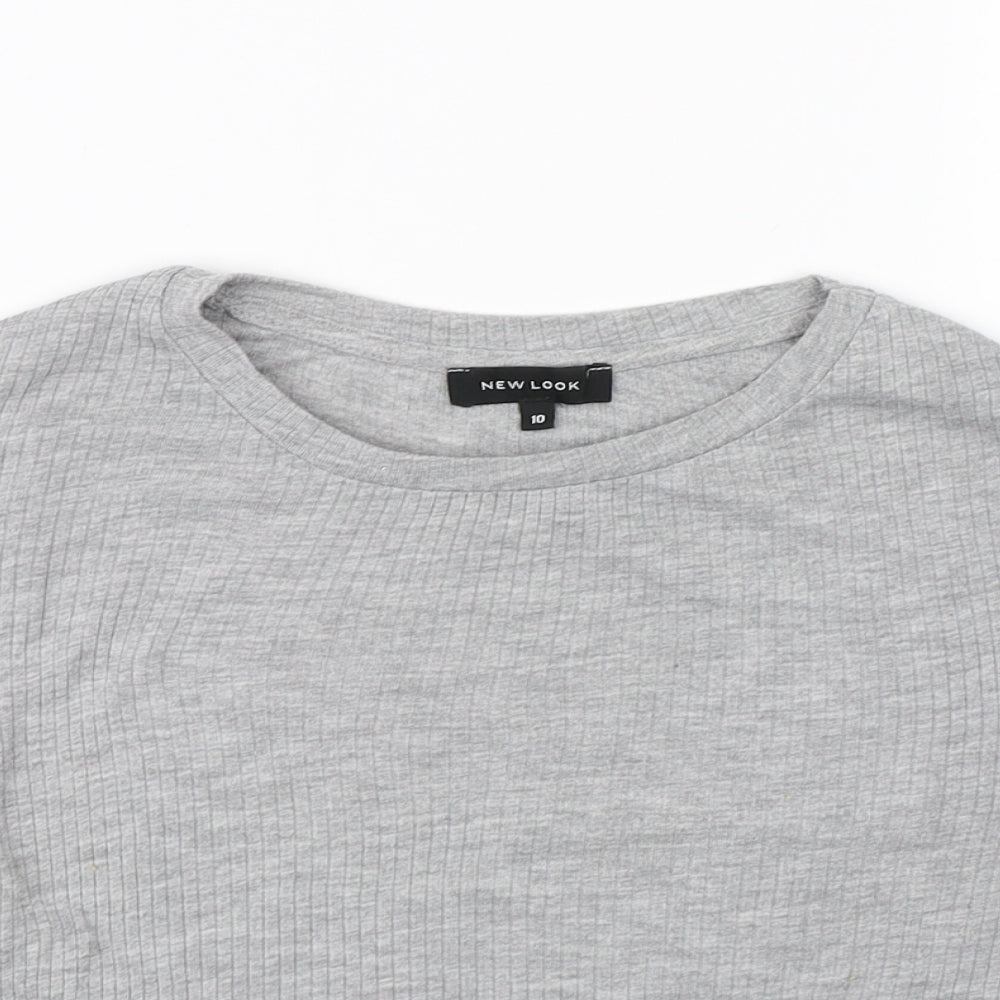Womens UK Size 10 New Look Grey Wrap T-Shirt