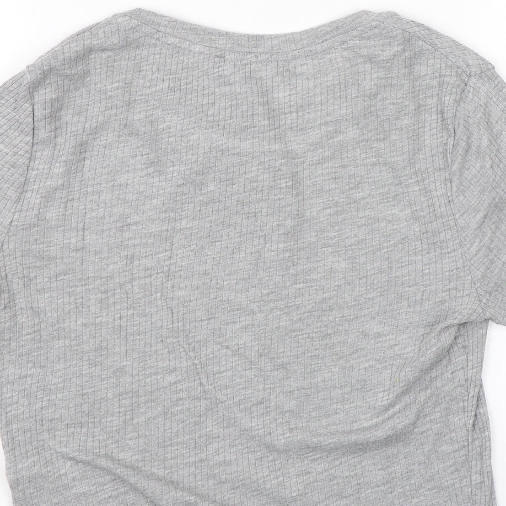 Womens UK Size 10 New Look Grey Wrap T-Shirt