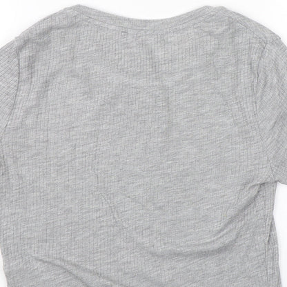 Womens UK Size 10 New Look Grey Wrap T-Shirt