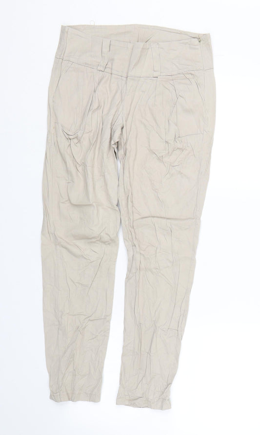 Womens UK Size S Preworn Regular Fit  Beige Trousers
