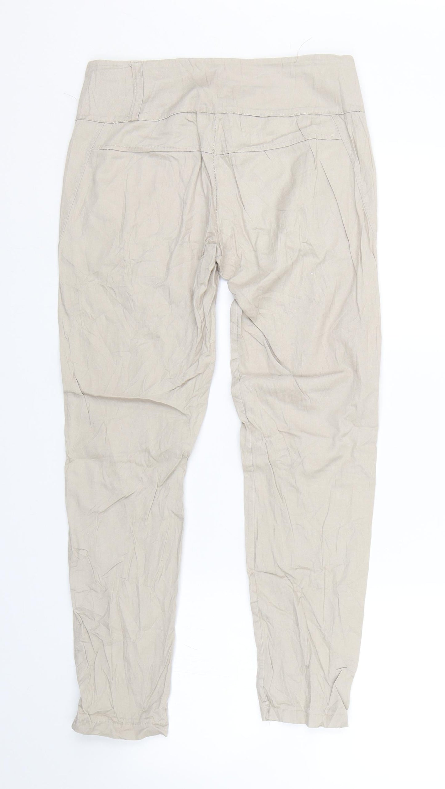 Womens UK Size S Preworn Regular Fit  Beige Trousers
