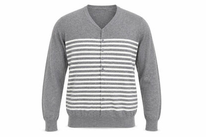 SCOUT Mens Grey Striped  Pullover Jumper Size L