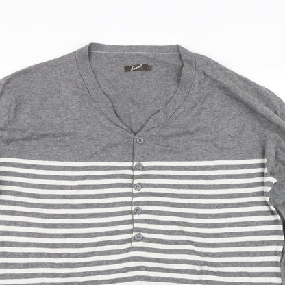 SCOUT Mens Grey Striped  Pullover Jumper Size L