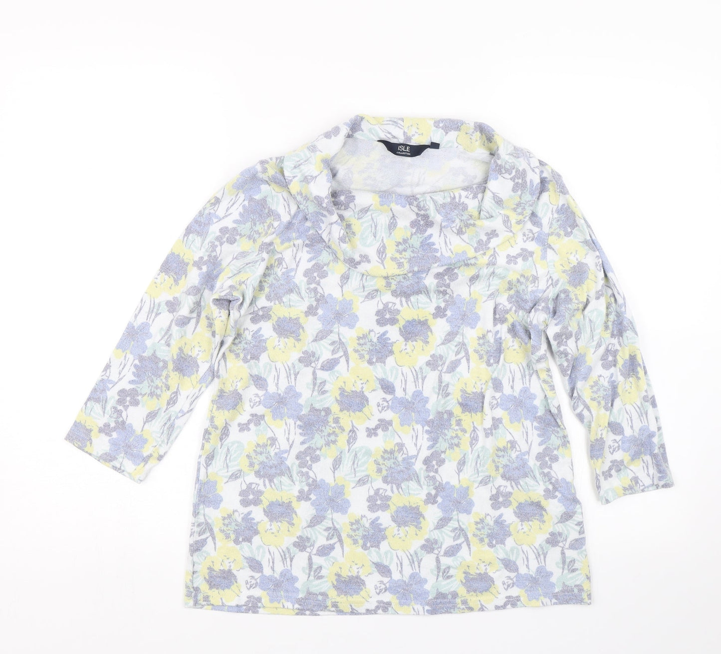 Isle Womens Multicoloured Floral  Basic T-Shirt Size S